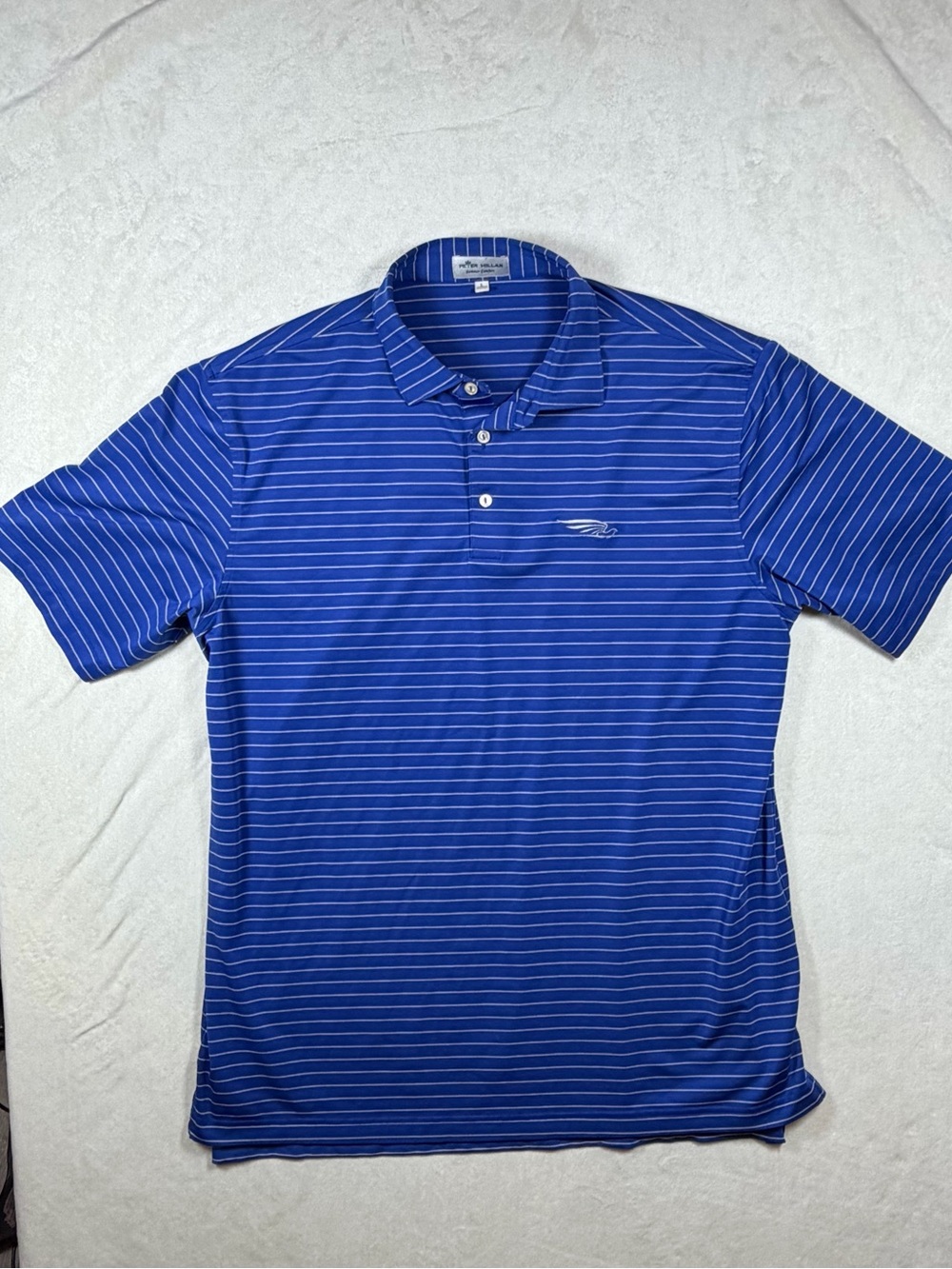 Peter Millar Summer Comfort Size Large Royal Blue Striped Performance Polo Shirt